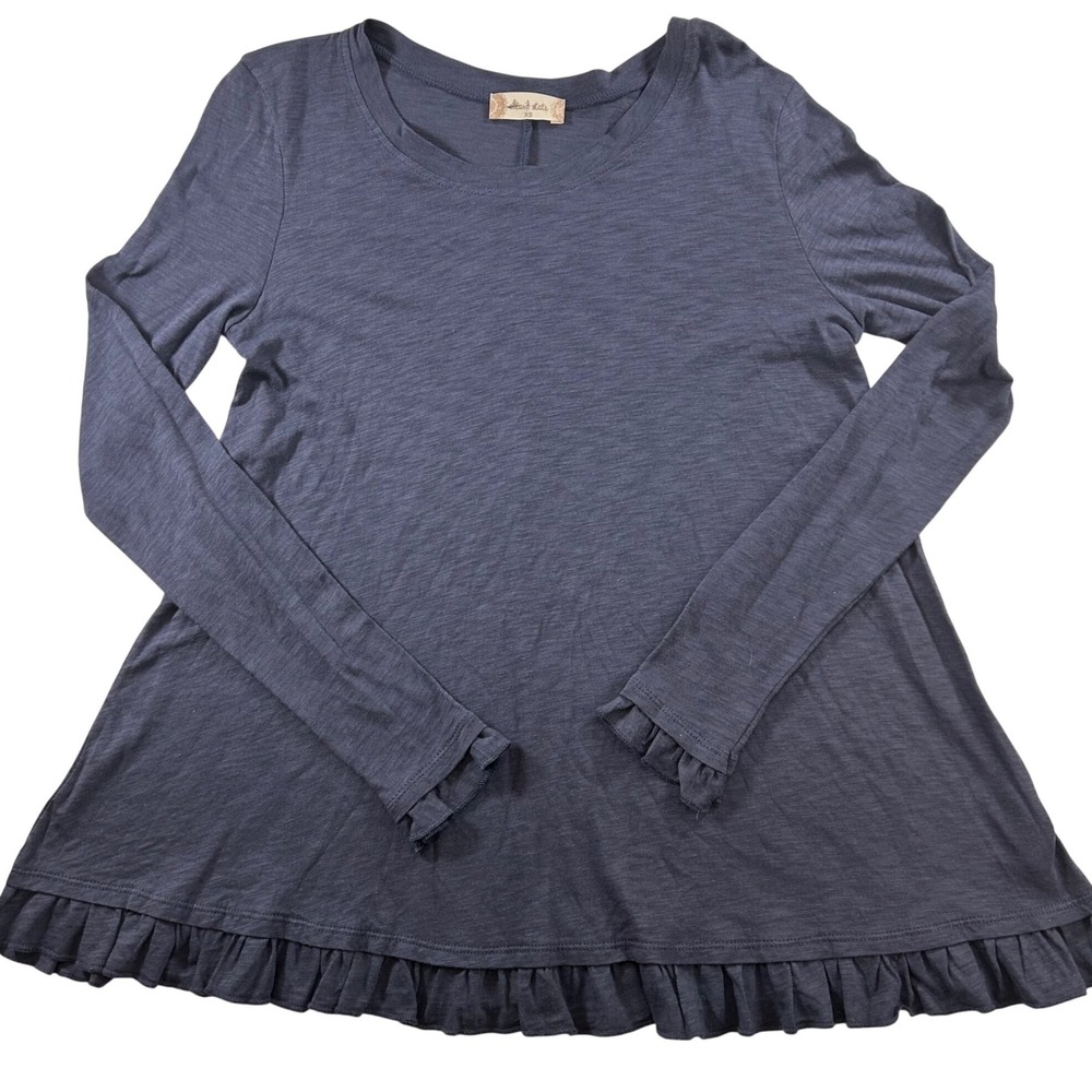 Altar'd State Womens XS Navy Blue Ruffle Hem Knit‎ Top NWT 59.95 Babydoll Boho